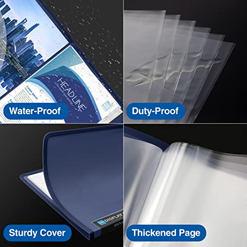 image for Sooez 30-Pocket Binder with Plastic Sleeves 8.5x11 (Navy Blue), Heavy 