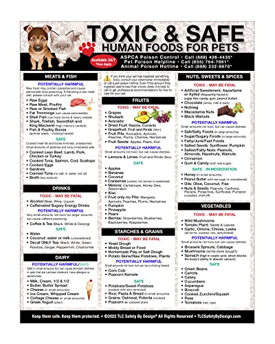 Magnetic List of Toxic Safe Harmful Foods for Pets - Dog Cat Feed...