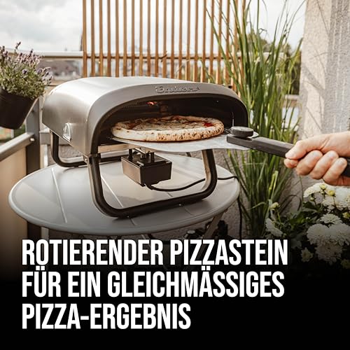 Enders® Pizzaofen PACO™ Rotate, Pizzastein rund, Thermometer, Pizza, Edelstahlbrenner, 4kW, Cordierit-Pizzastein 30,5cm, rotierend, stufenlos regulierbarer Edelstahlbrenner #31316