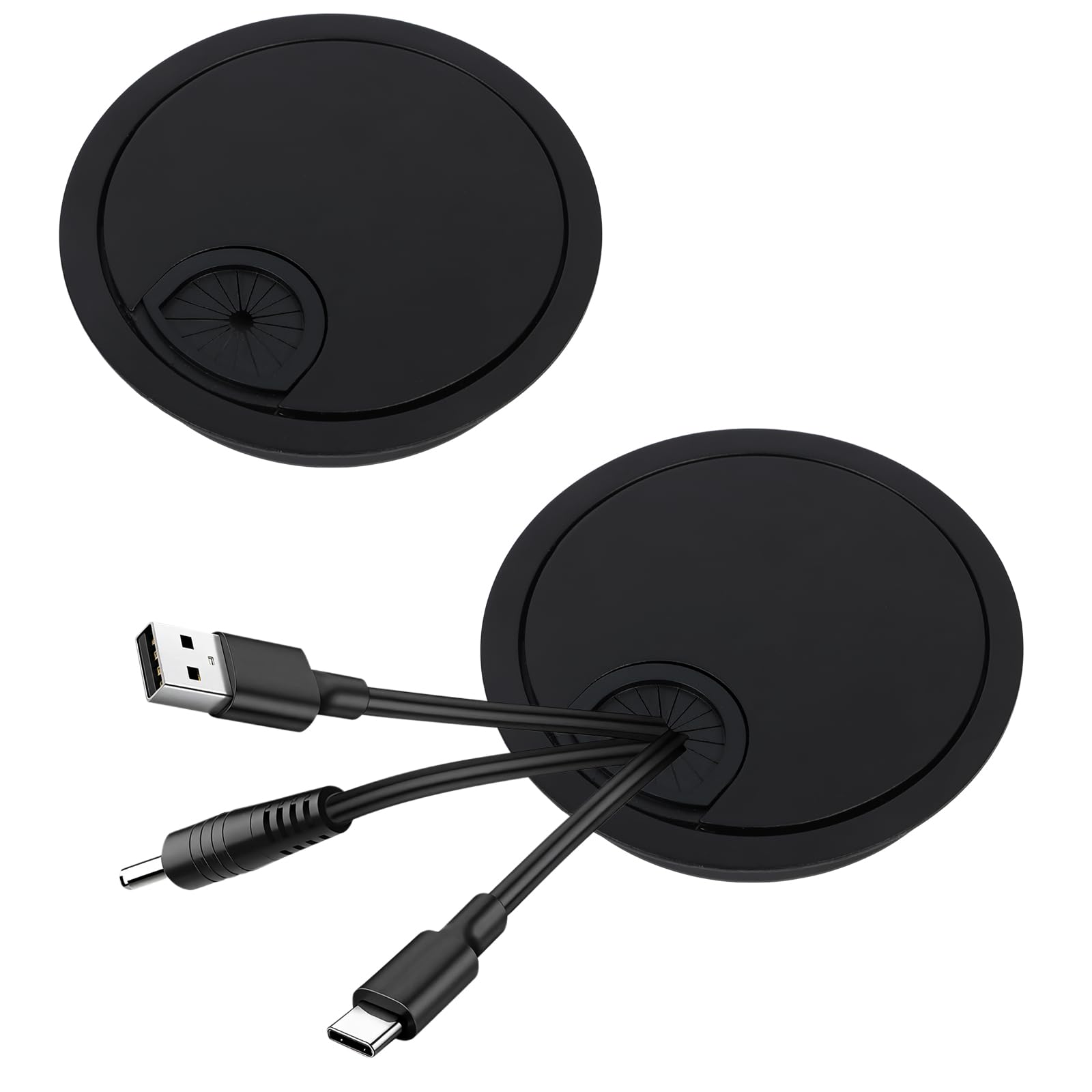 2PCS 80mm Desk Grommets, Metal Desk Cable Hole, Cable Desktop Organizers for Office and Home (B. 8CM, 2, count)