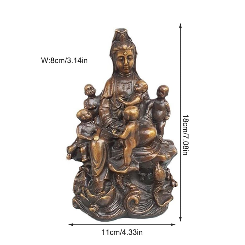 Posąg Buddy do wnętrz w kolorze miedzi antyczny Guanyin Statua Dom Salon Dekoracje Miedź Guanyin Bodhisattwa Statua Dekoracja Rzemiosło Medytująca Statua Buddy Rzeźba