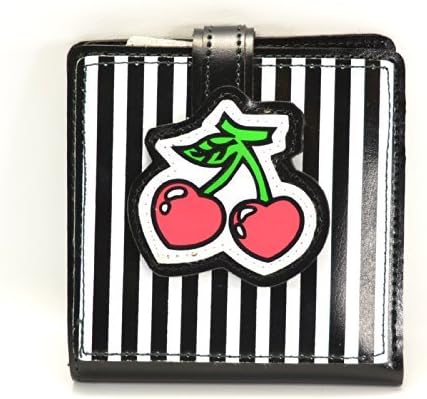 Cartera Punk Rockabilly Punk Bifold Cereza Gótica Negro Rosa y Rojo