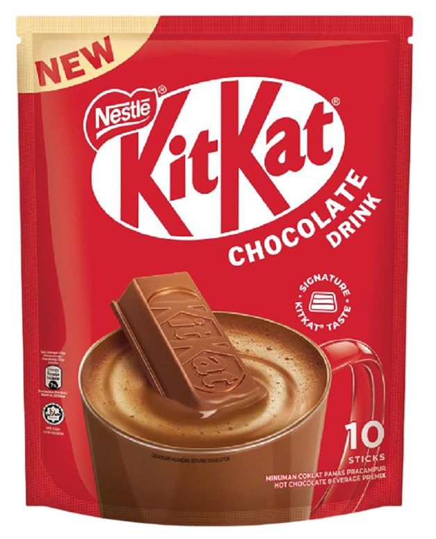 Nestle KitKat Chocolate Drink, Hot Chocolate Beverage Premix, DECADENT 10 Sticks X 33g Each (Product Of Malaysia)