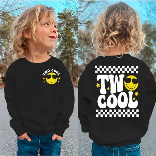 Two Cool Birthday Sweatshirt 2nd Birthday Boy Outfits 2 Year Old Toddler Boys Second Bday Party Long Sleeve Shirts3