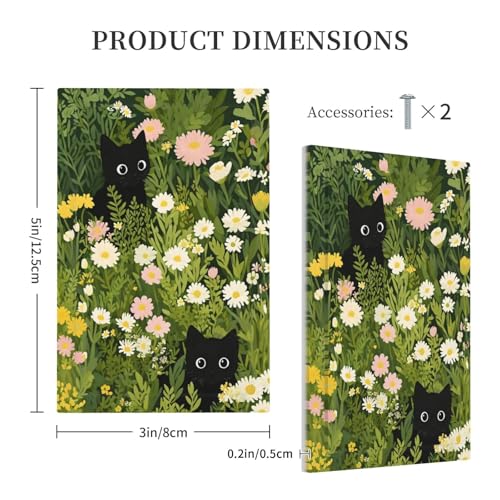 Decorative Switch Covers Plate Funny Cute Black Cat Colorful Flower Green Plant 1 Gang No Device Single Blank Outlet Covers Wall Plate Cover Light Switch Plate Electrical Faceplate