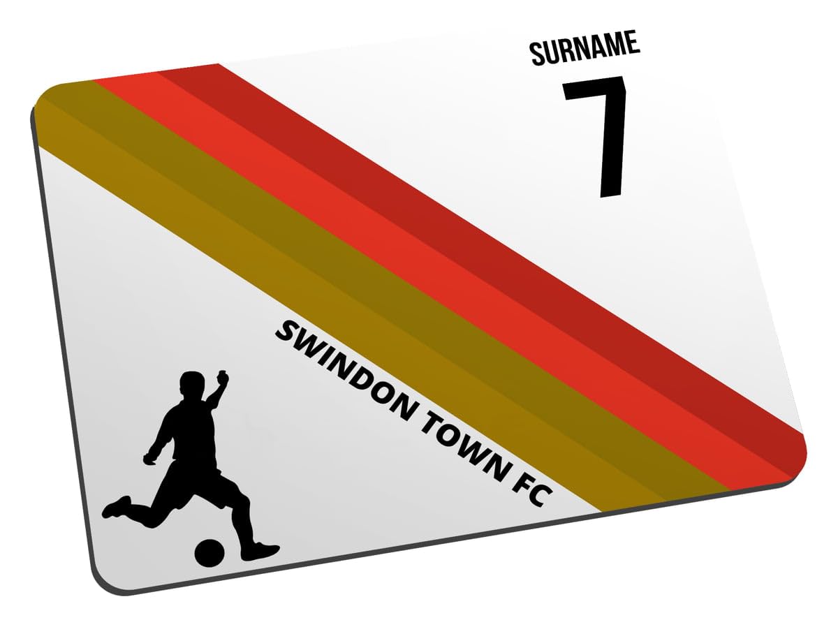 Personalised Colour Stripe Mouse Mat for Swindon Town fans, great for Swindon Town football supporters, fabric top, non slip mouse pad 5mm thick