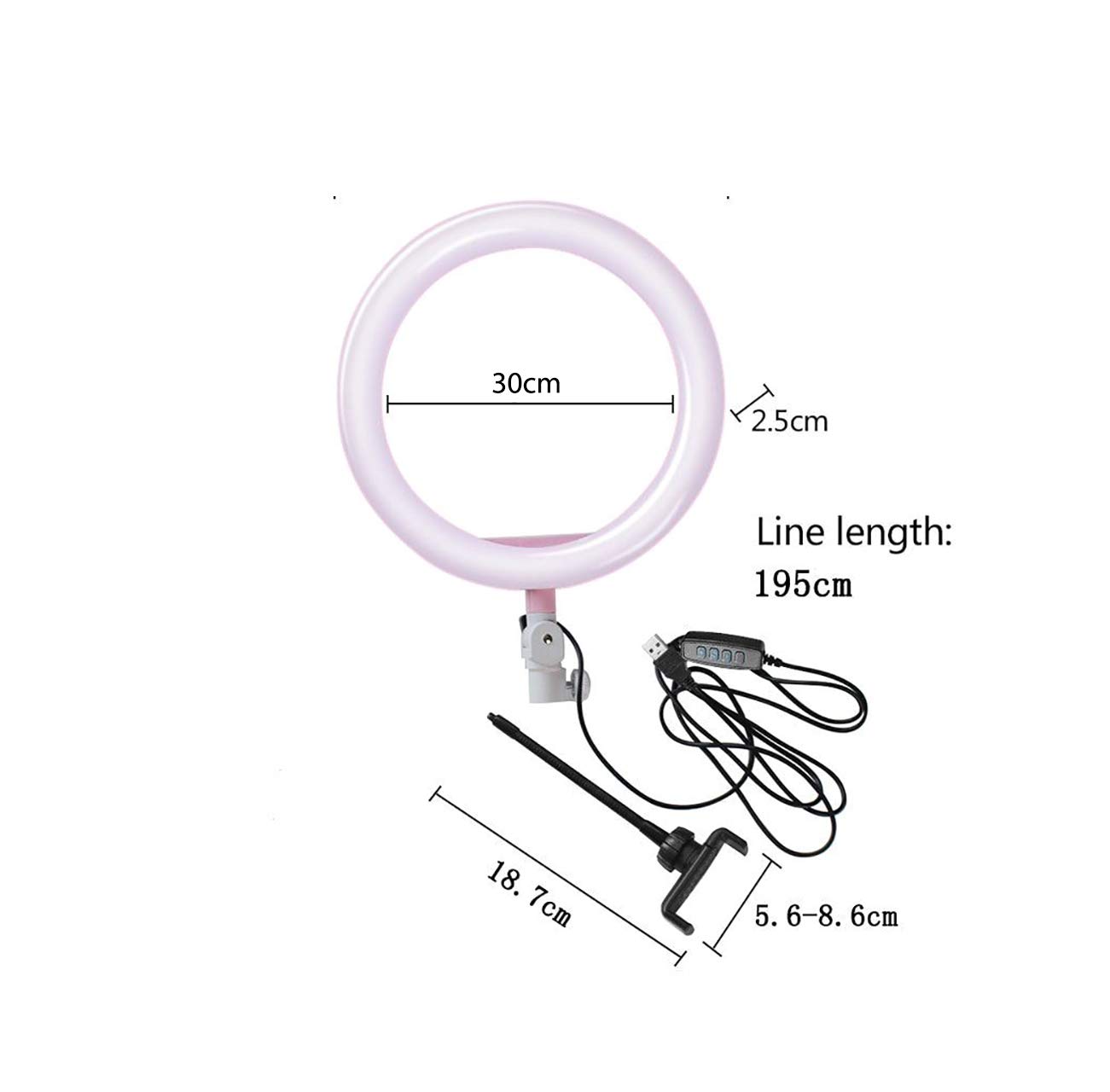 Doki LS002 LED Redondo con Tripode 210cm, Diameter 26cm Ring Light para Maquillaje, Tiktok, Stream, Fotografia