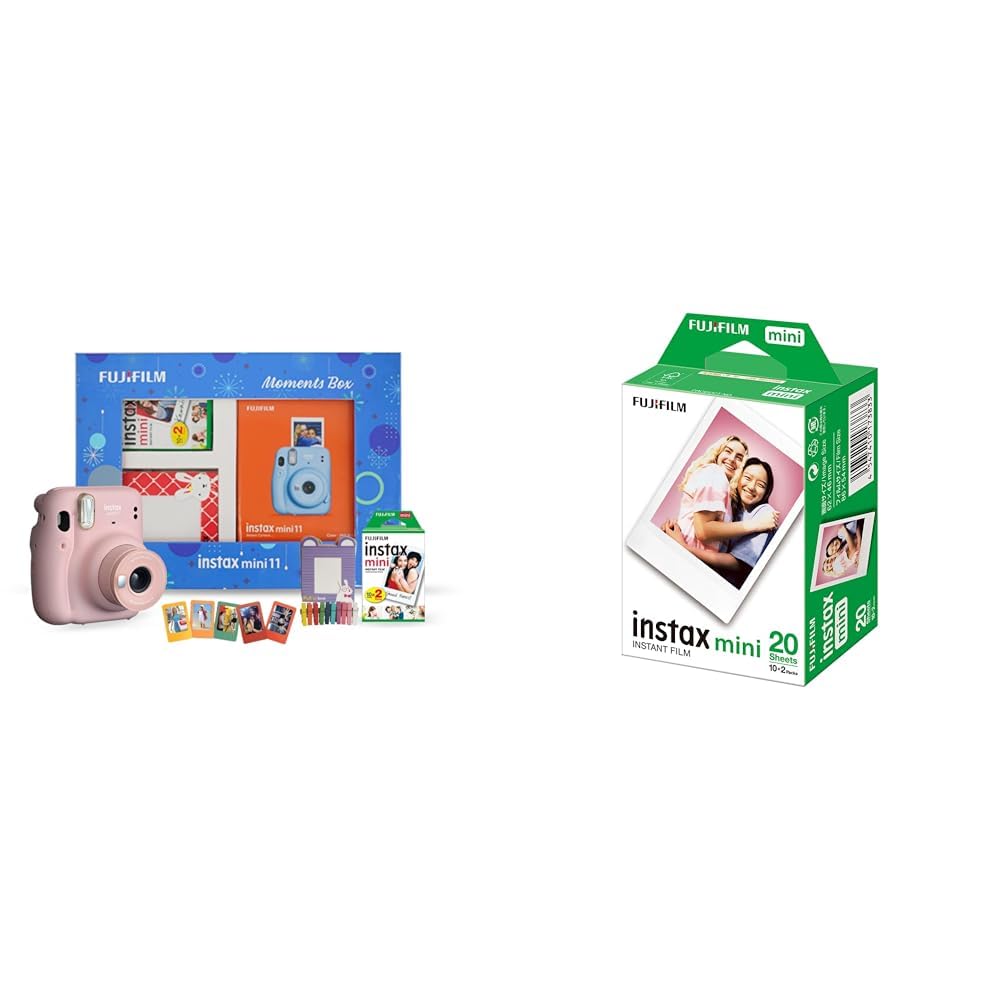 Fujifilm Instax Mini 11 Instant Camera (Blush Pink) Moments Box with 20 Shots