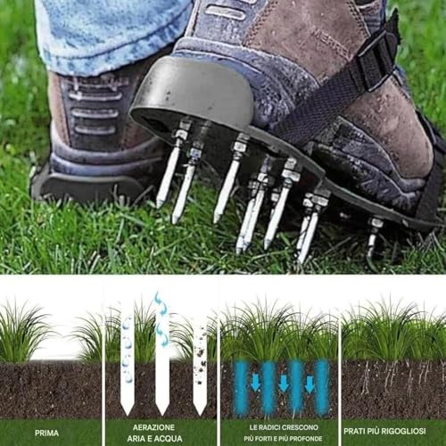 Chaussures aérateurs de gazon à pointes d'acier pour oxygéner le sol - 7