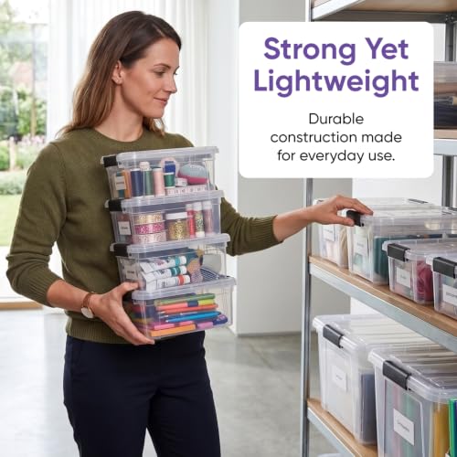 Image of Superio Clear Storage Boxes with Lids, 3.5 Quart Plastic Container Bins for Organizing, Stackable Crates, BPA Free, Non Toxic, Odor Free, Organizers for Home, Office and Dorm, 5 Pack