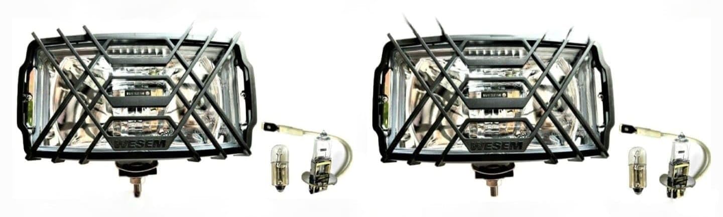 2 Faros Coche Halógenos H3 Cromados, 12 V, 24 V, con Bombillas de 12 V