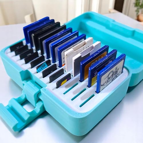 Image of ShopSentosa MicroSD + SD Cards Storage Case (12 microSD + 12 SD Cards) Durable Heavy Duty Reliable Memory Storage Box