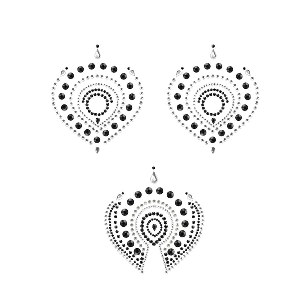 Bijoux Indiscrets Flamboyant Skin Jewelry – Self-Adhesive Rhinestone Body Decorations for Women – Crystal Designs Inspired by Peacock Feathers – Reusable Body Art for Lingerie or Topless Looks