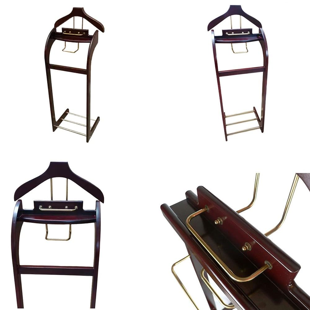 Appendiabiti Servomuto Da Pavimento In Legno - Con Portapantaloni, Cassetto E Scarpiera, Noce