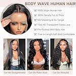 13x6 HD Lace Front Wigs Human Hair 28 Inch Body Wave Lace Front Wigs Human Hair Pre Plucked 200% Density Transparent Lace Frontal Wigs Human Hair Lace Front Wigs Baby Hair Human Hair Wig for Women - Image 4