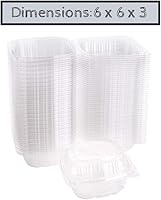 Vista 3 de Smygoods Recipientes de postre (paquete de 50 – 6 x 6 x 3) contenedores desechables de plástico para alimentos, contenedor de alimentos transparente