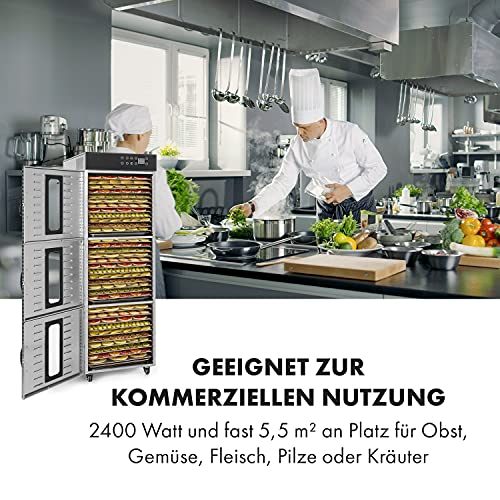 Klarstein Master Jerky 550 Pro Dörrautomat Profi/Gastro,Mit 36 Etagen,2400W,Kapazität: 5,47 m²,Thermostat: 40-90 °C,Gehäuse aus rostfreiem Edelstahl,silber – Bild 3