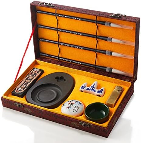 Artor Chinese Calligraphy Set - Sumi Supplies for Japanese Calligraphy Set - Chinese Calligraphy Brush - Calligraphy Writing for Beginners - Great Gift Idea, Red