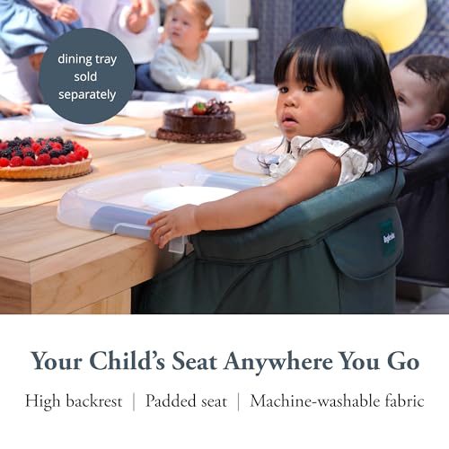 Image of Inglesina Fast Table Chair, Dark Green - Portable Baby High Chair - for Babies & Toddlers up to 37 lbs - Collapsible - Fits Tables 0.8'' to 3.5'' Thick - Compact & Easy to Use - Travel Bag Included