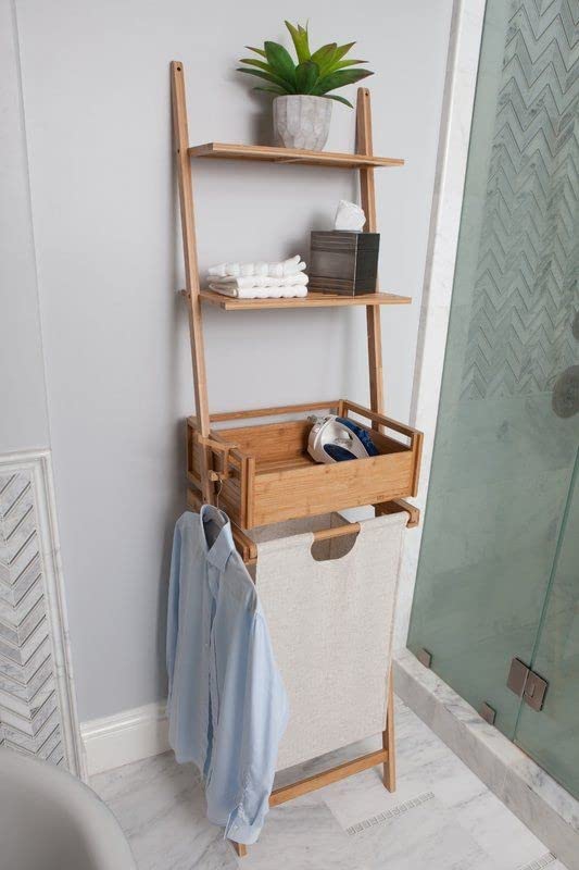 Bamboo Towel Ladder Wooden Rack Rail Blanket, Towel, Clothes, Linen