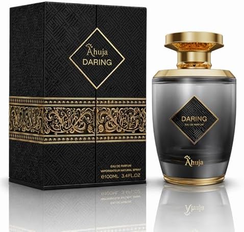 AHUJA Daring Eau De Parfum 3.4 Fl Oz – Long Lasting Perfume for Men w/Pepper & Citrus, Geranium & Patchouli – Bold Masculine Fragrance w/Fresh & Earthy Notes for Everyday Wear – Elegant Gift Scent