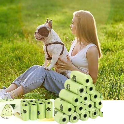 Image of Dog Poop Bags, 300 pc Guaranteed Leak Proof and Extra Thick Waste Bag Refill Rolls For Dogs Green, Unscented.