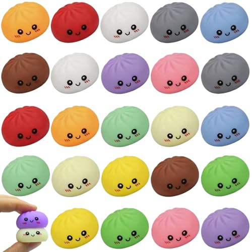 24PCS Dumpling Squishy Pack, 12 Colors 2 Each – Taba Squishies Kawaii Squishy Fidget Toys, Cute Squishy Dumpling Stress Relief Party Favors Birthday Gifts