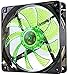 NOX Coolfan -NXCFAN120LG- Ventilateur de boîtier PC 120 mm, 9 pales translucides, roulements longue durée, 4 LED, silencieux, connecteur 3 et 4 broches, couleur vert