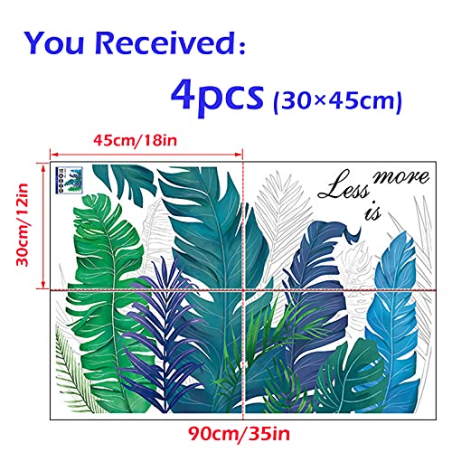 Groene planten muur sticker, grote bladeren groene muur stickers, verwisselbare aquarel Wall Art decor, decoratie voor… - Afbeelding 4