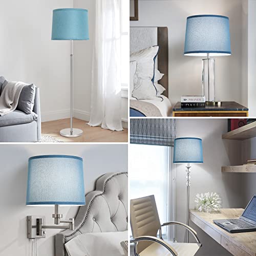 Lampshades Set Of 2, Blue Lampshades For Table Lamps, Floor Lamps, 11.6" Top X 12.6" Bottom X 9.8" High, Fabric Drum Lampshades(Spider Fitter), Modern Lampshades Replacement, Assembly Required #TOP5