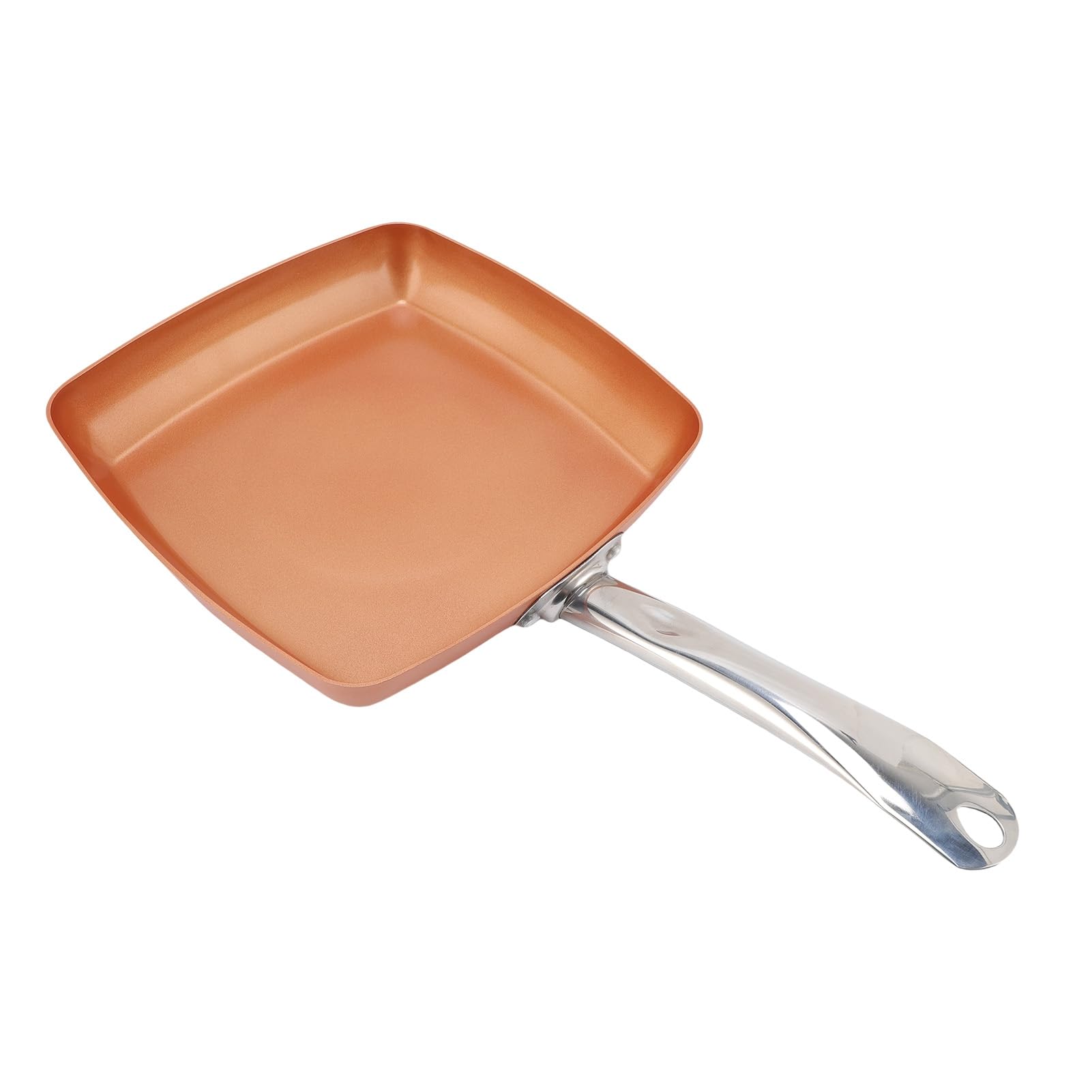 Bewinner Poêle à Frire Carrée avec Revêtement Antiadhésif, Poêle en Acier Inoxydable en Alliage d'aluminium de Couleur Cuivre pour Steak, Cuisinière à Flamme Nue, Cuisinière à Induction, Fond