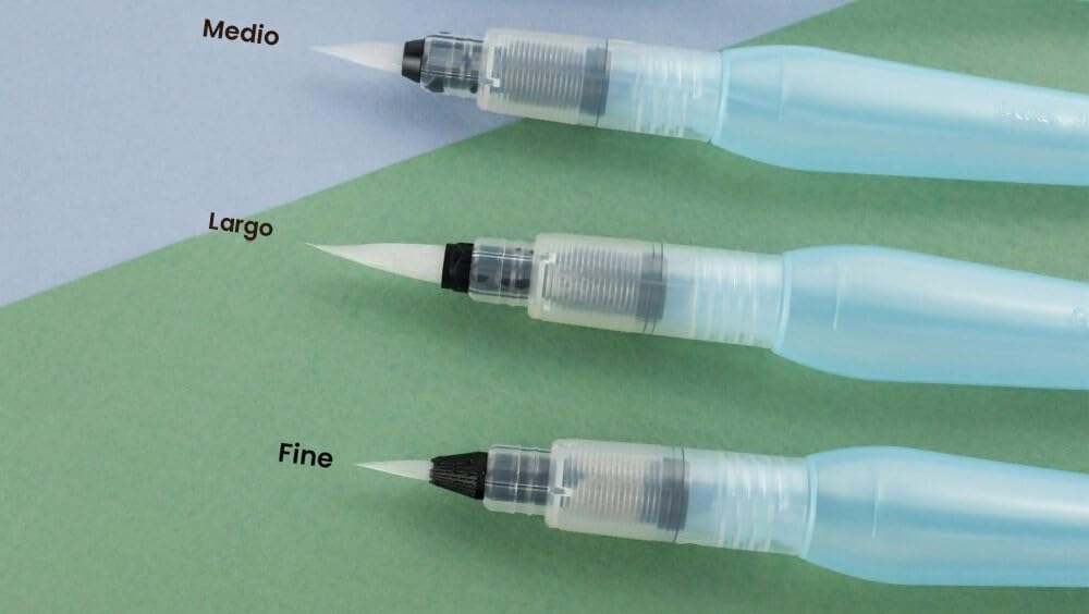 Pentel Xfrh Aquash Water Brush Pennello con Serbatoio Riempibile 3 Pezzi Punta Fine/Media/Grande