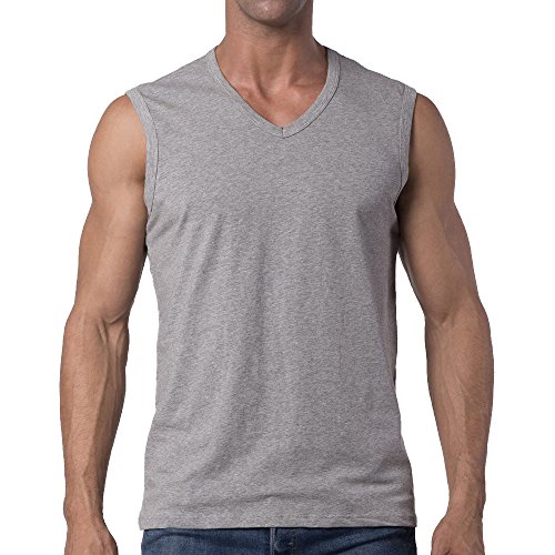 Y2Y2 Men's Sleeveless V-Neck T-Shirt, Gray, M (38