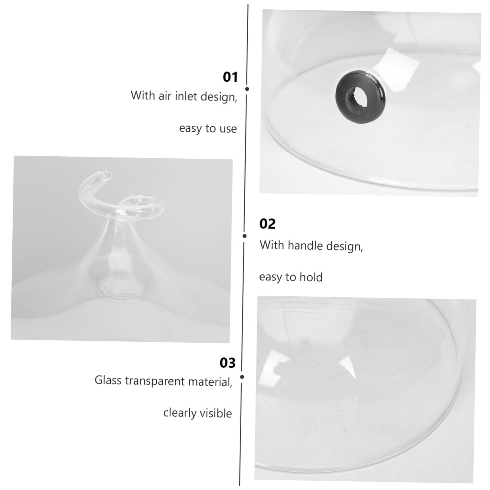 STOBAZA Campana de Vidrio Transparente para Comida Cubierta para Pasteles y Panes Cloche Ahumadora con Diseño de Orificio para Difundir Humo para Repostería y Exhibición de Alimentos