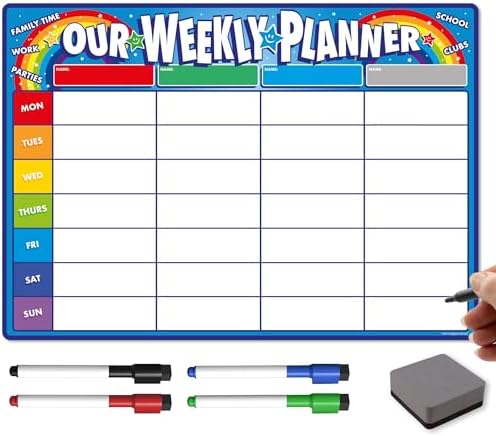 Plannificateur Hebdomadaire Magnétique A4 Pour Frigo - Tableau Blanc Effaçable - Avec Stylo