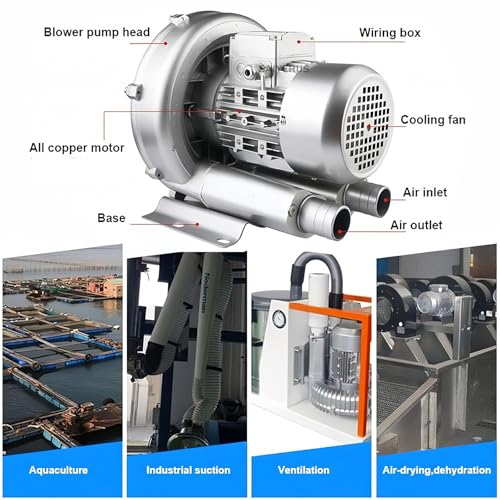 Vortex - Bomba de aire para acuicultura industrial, suministro de oxígeno de alta presión para peceras y estanques, mejora la aireación del agua y la eficiencia de polvo