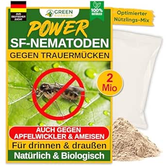 Power SF-Nematoden - 2 Mio. (20 Pflanzen/4m²) gegen Trauermücken – Biologisches Mittel zur effektiven Trauermücken Bekämpfung – Umweltfreundlich, chemiefrei