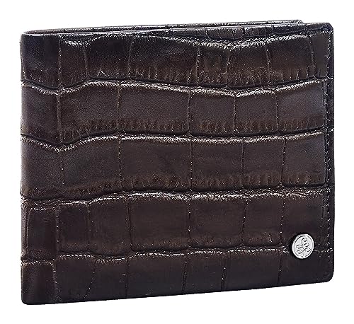 Image of Eske Paris Santiago Leather Men's Wallet with 6 Card Slots, Stylish Mens Leather Wallet, Printed Brown