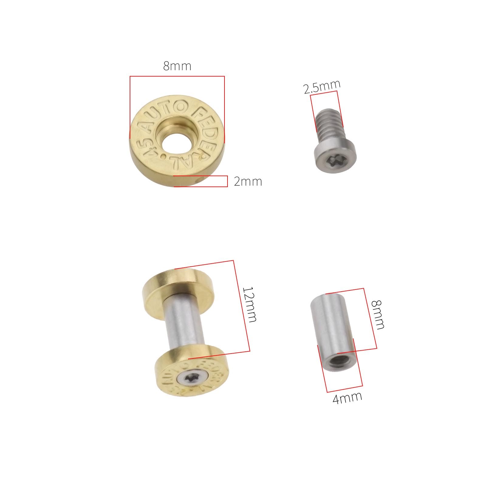 10 Pièces M4 Poignée Vis Écrous Poignée Boulon Rivets Vis Acier Inoxydable Arbre Rivets pour Tactique Conduite Couteaux Longueur Totale 12mm