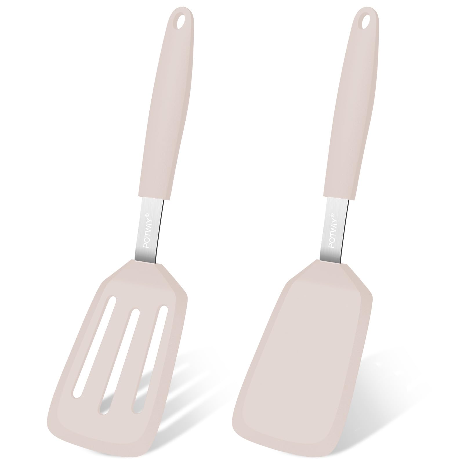 2 Pack Silicone Kitchen Spatula Set, 600°F Heat Resistant (Khaki) - image 1