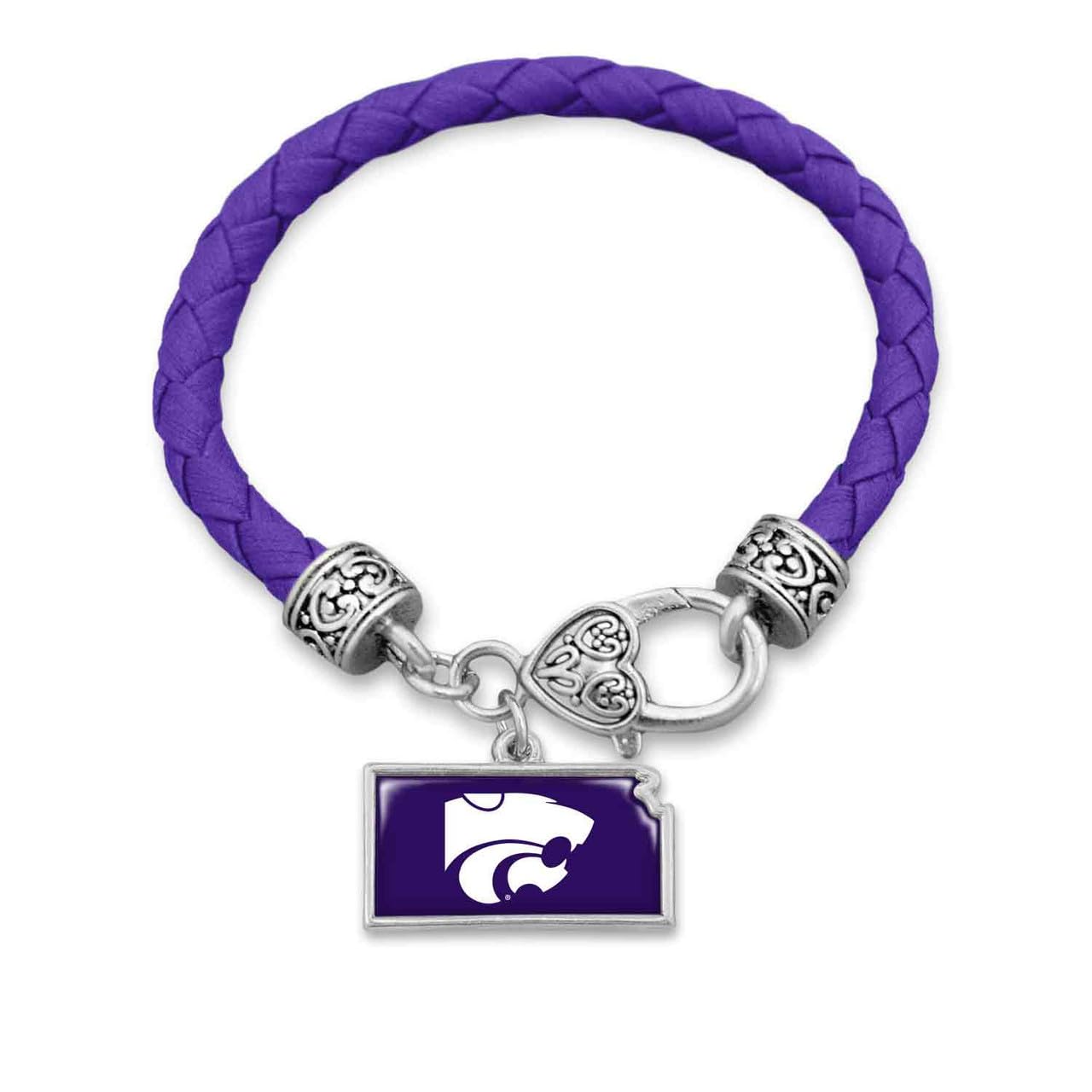 From the Heart Kansas State Wildcats State of Mine Purple Leather Bracelet Jewelry Gift Licensed KSU, Standard, Silver