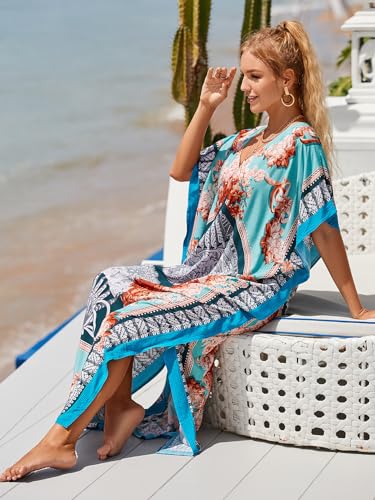 Image of Kaftan Dresses for Women Plus Size Bathing Suit Cover up Caftan Maxi Beach Dresses