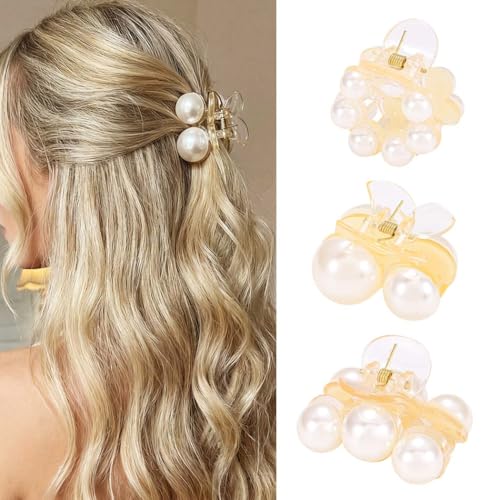 Pinzas de Pelo Decorativas con Perlas CAKURE (Pack 3, Blanco) miniatura 1