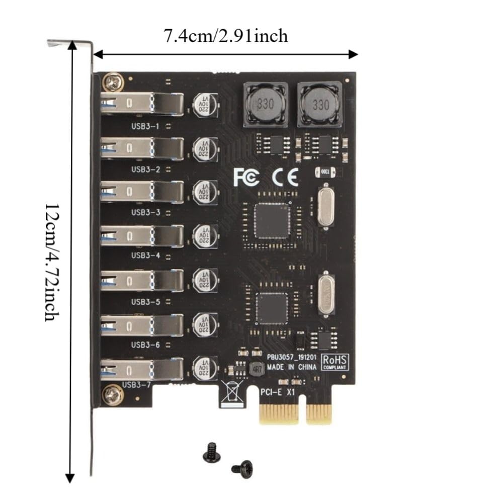 Karta przejściowa PCIE na USB 3.0, 7 portów, 5 Gb/s, szybka transmisja, moduł USB, karta rozszerzeń 5 V