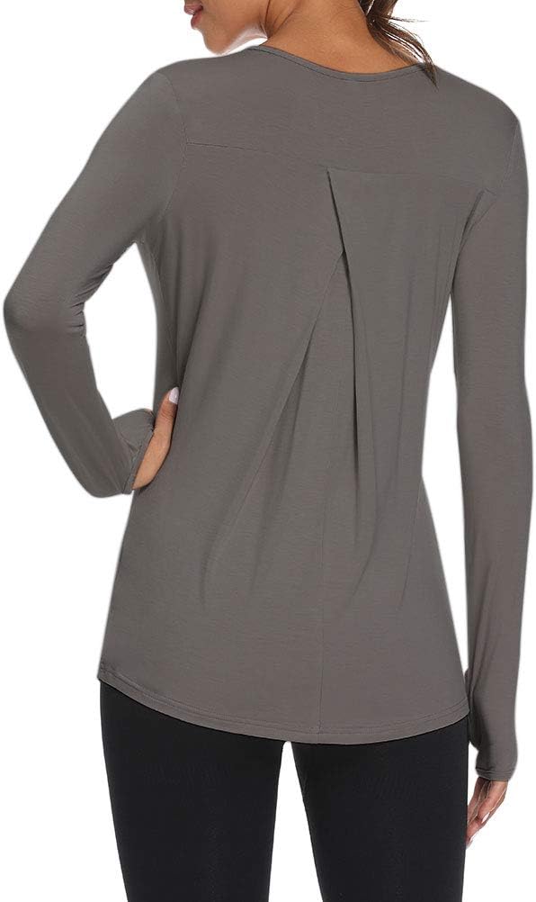 Mippo Womens Soft Long Sleeve Workout Athletic Shirts Long Tunic Tops with Thumb Holes