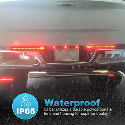 Image of Partsam 2PCS 17 inch Red LED Trailer Light Bar 23 LED Third Brake Light Trailer Center Light Bar with Stop Turn Tail Functions Waterproof Surface Mount for Trailers Cargo
