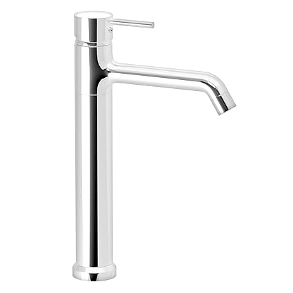Pixaflo Brass Extended Hot & Cold Single Lever Basin Mixer Tall Boy with 24 inches Long Braided Hoses, Chrome (Florent)