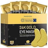 Augenpads (48 Paar) - 24K Gold-Augenmasken, Hautpflege, angereichert mit reichlich Kollagen, Hyaluronsäure, Anti-Aging-Gelpads zur Selbstpflege für geschwollene Augen, Augenringe und Tränensäcke