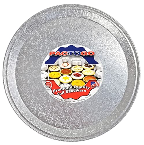 Pactogo 16 Inch Round Flat Aluminum Foil Cater Trays With Clear Dome Lids - Disposable Stackable Serving Platters For Parties thumb #1