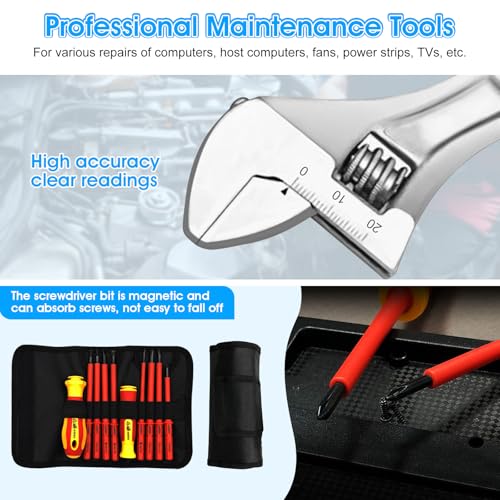 AOPUTTRIVER Soldering Iron Kit, 65W Portable and Rechargeable Soldering Welding Iron Tools Kit, 5 Soldering Tips, Adjustable Temperature 180~450℃, With Multimeter, 8 Screwdrivers, 1 Wrenches